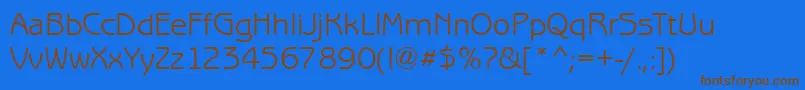 BenjaminGothicRegular-Schriftart – Braune Schriften auf blauem Hintergrund