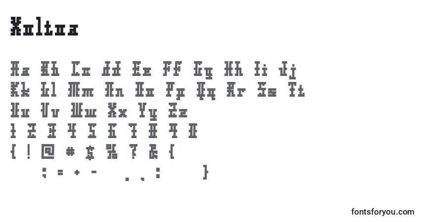 A fonte Xoltoa – alfabeto, números, caracteres especiais