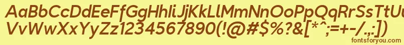 Czcionka TriompheItalic – brązowe czcionki na żółtym tle