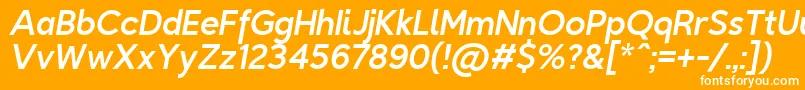 Czcionka TriompheItalic – białe czcionki na pomarańczowym tle