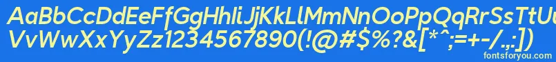 TriompheItalic Font – Yellow Fonts on Blue Background