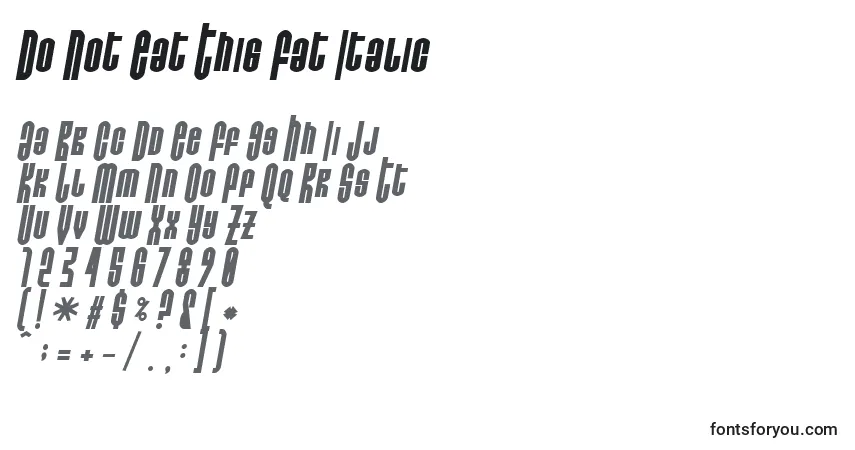 Schriftart Do Not Eat This Fat Italic – Alphabet, Zahlen, spezielle Symbole
