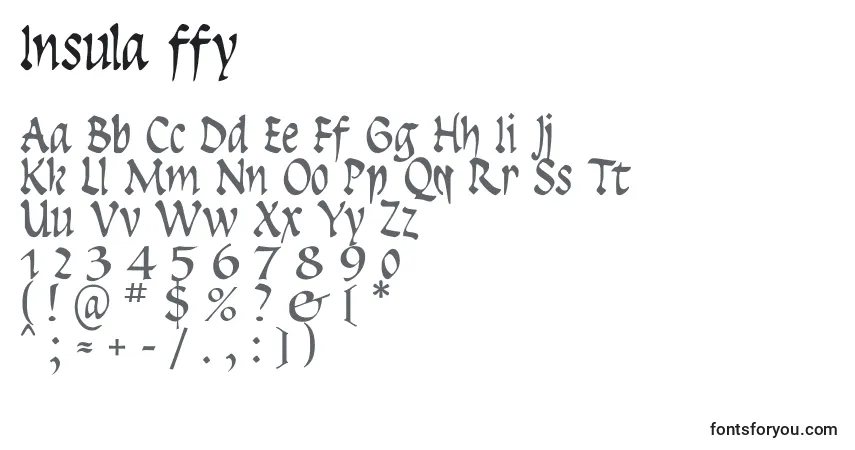 A fonte Insula ffy – alfabeto, números, caracteres especiais