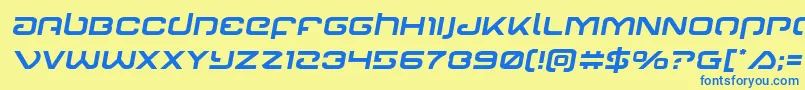 フォントGunrunnersemital – 青い文字が黄色の背景にあります。