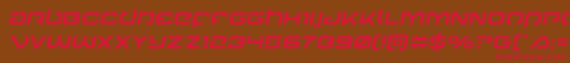 フォントGunrunnersemital – 赤い文字が茶色の背景にあります。