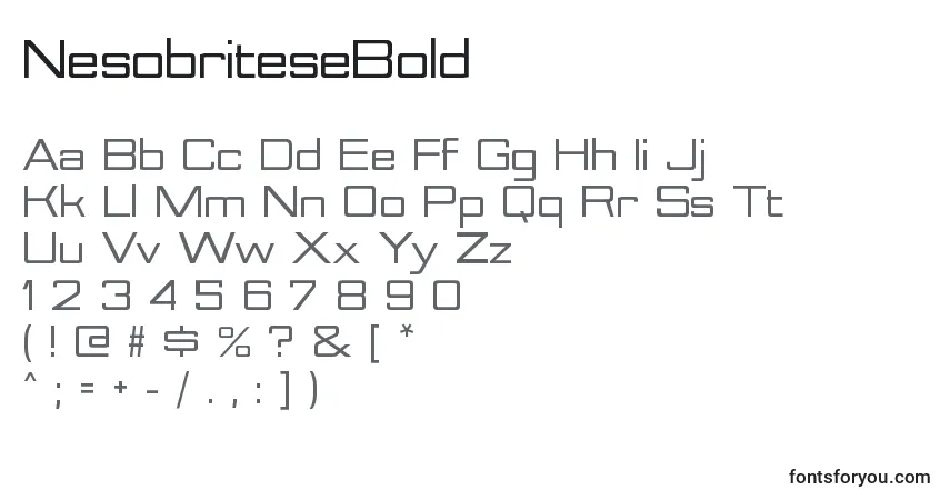 Schriftart NesobriteseBold – Alphabet, Zahlen, spezielle Symbole
