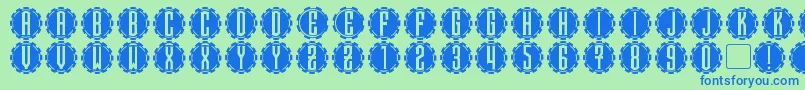 SteamcogCaps Font – Blue Fonts on Green Background