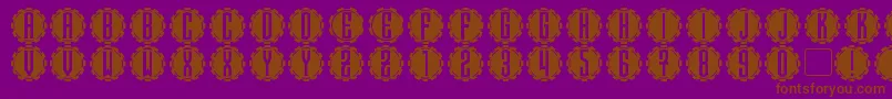 SteamcogCaps-Schriftart – Braune Schriften auf violettem Hintergrund
