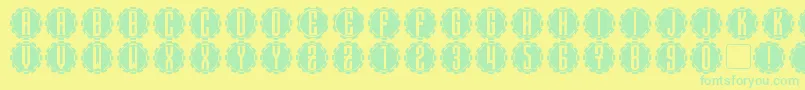 Fonte SteamcogCaps – fontes verdes em um fundo amarelo
