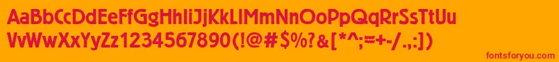 Czcionka Berlinergroddembol – czerwone czcionki na pomarańczowym tle