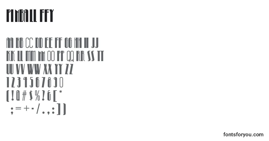 Czcionka Pinball ffy – alfabet, cyfry, specjalne znaki
