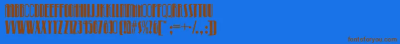 フォントPinball ffy – 茶色の文字が青い背景にあります。