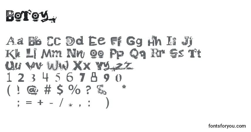 A fonte BoToy – alfabeto, números, caracteres especiais