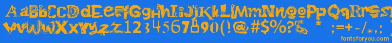 フォントBoToy – オレンジ色の文字が青い背景にあります。