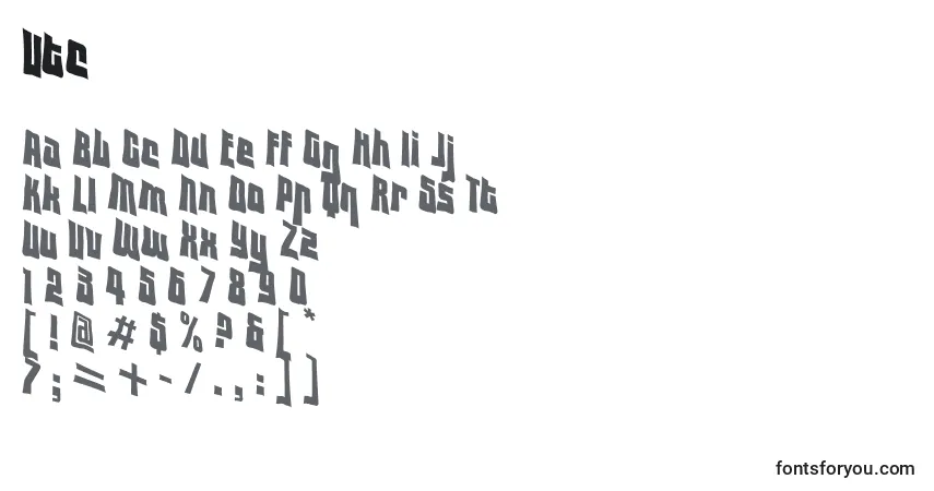 A fonte Vtc – alfabeto, números, caracteres especiais