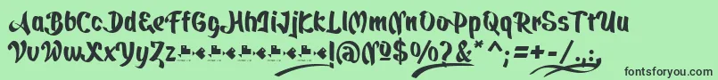 QuickatScript Font – Black Fonts on Green Background