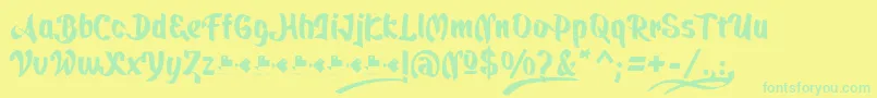 QuickatScript Font – Green Fonts on Yellow Background