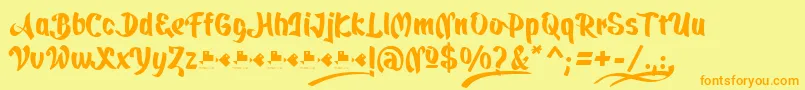 QuickatScript Font – Orange Fonts on Yellow Background