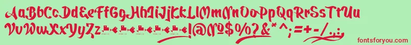 QuickatScript Font – Red Fonts on Green Background