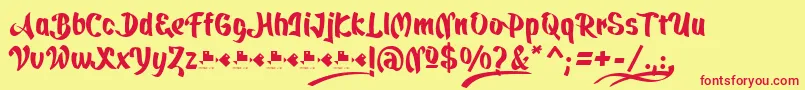 QuickatScript Font – Red Fonts on Yellow Background