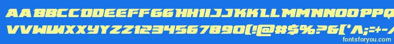 Emissarycondital Font – Yellow Fonts on Blue Background