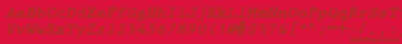 Czcionka KeyboardEliteSsiBoldItalic – brązowe czcionki na czerwonym tle