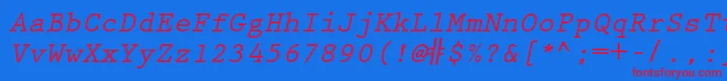 Шрифт KeyboardEliteSsiBoldItalic – красные шрифты на синем фоне