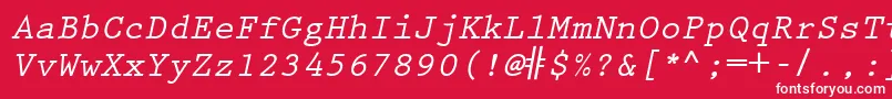 KeyboardEliteSsiBoldItalic-Schriftart – Weiße Schriften auf rotem Hintergrund