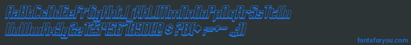 フォントDymedaShadowItalic – 黒い背景に青い文字