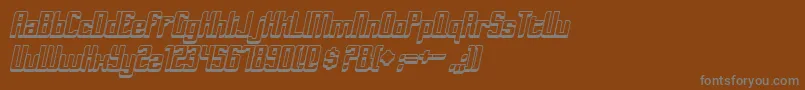 DymedaShadowItalic-fontti – harmaat kirjasimet ruskealla taustalla