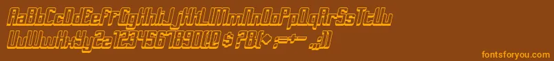 DymedaShadowItalic-Schriftart – Orangefarbene Schriften auf braunem Hintergrund