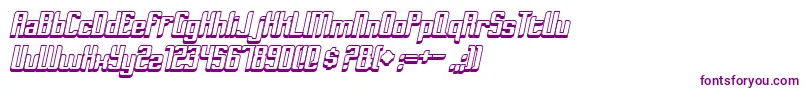 DymedaShadowItalic-Schriftart – Violette Schriften auf weißem Hintergrund