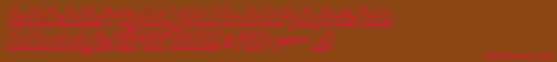 DymedaShadowItalic-fontti – punaiset fontit ruskealla taustalla