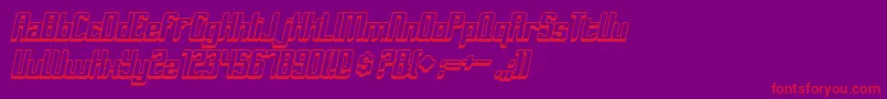 DymedaShadowItalic-fontti – punaiset fontit violetilla taustalla
