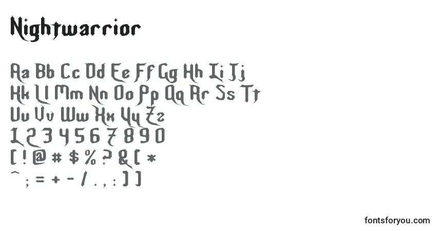Шрифт Nightwarrior – алфавит, цифры, специальные символы