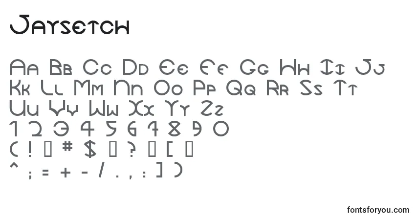 A fonte Jaysetch – alfabeto, números, caracteres especiais