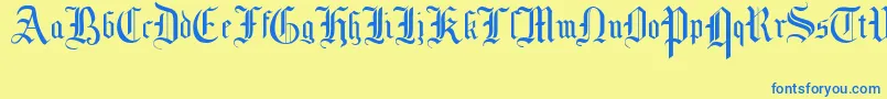 フォントMottisfontNo1 – 青い文字が黄色の背景にあります。