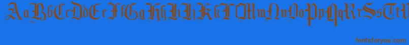 フォントMottisfontNo1 – 茶色の文字が青い背景にあります。