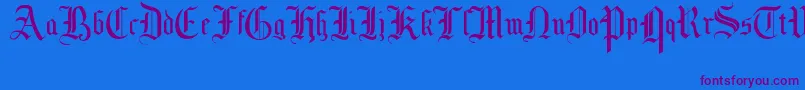 MottisfontNo1-Schriftart – Violette Schriften auf blauem Hintergrund