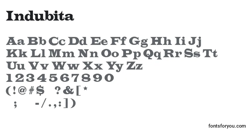 Czcionka Indubita – alfabet, cyfry, specjalne znaki