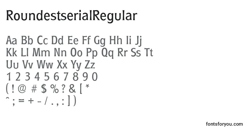 Schriftart RoundestserialRegular – Alphabet, Zahlen, spezielle Symbole