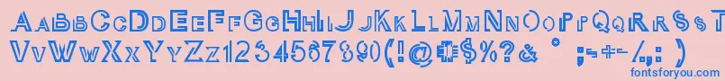 フォントOubliCap – ピンクの背景に青い文字