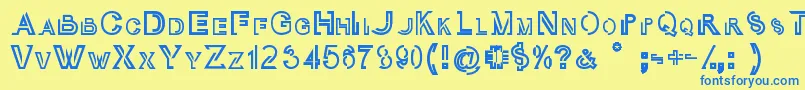 OubliCap Font – Blue Fonts on Yellow Background