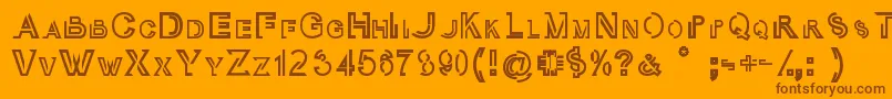 OubliCap-Schriftart – Braune Schriften auf orangefarbenem Hintergrund