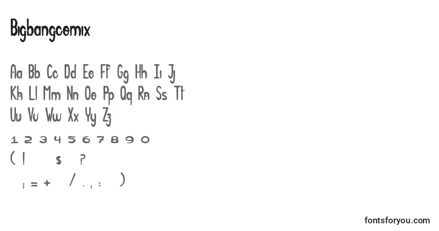 Czcionka Bigbangcomix – alfabet, cyfry, specjalne znaki