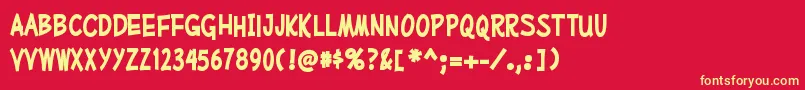 MufferawcdBold Font – Yellow Fonts on Red Background