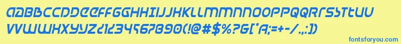 Universaljackcondital Font – Blue Fonts on Yellow Background