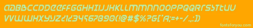 Universaljackcondital Font – Green Fonts on Orange Background
