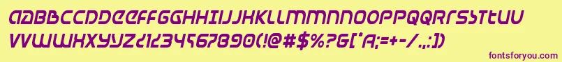 Universaljackcondital Font – Purple Fonts on Yellow Background