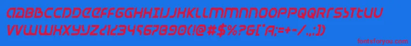 Universaljackcondital Font – Red Fonts on Blue Background